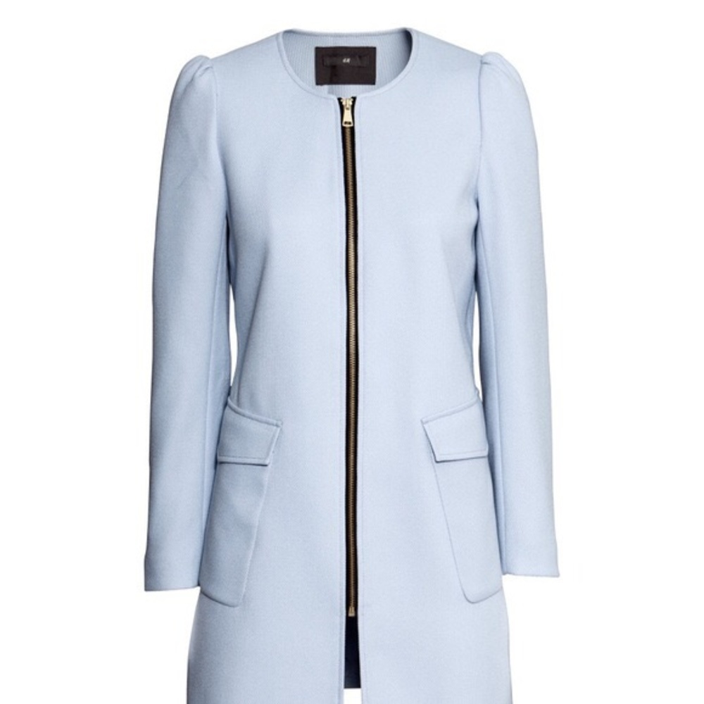 H&M light blue pea coat